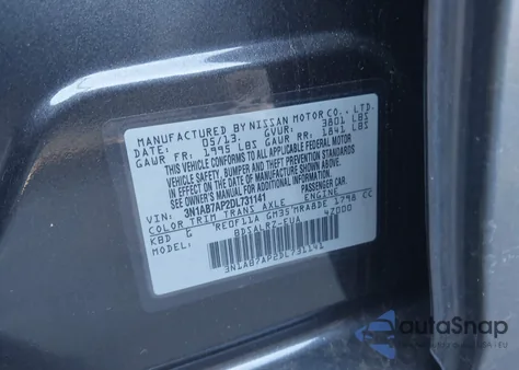 2013 Nissan Sentra Sr from USA, damaged, VIN 3N1AB7AP2DL731141